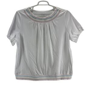 Blair White Spring Cotton Blend Short Sleeve Top Womens XL Shirt